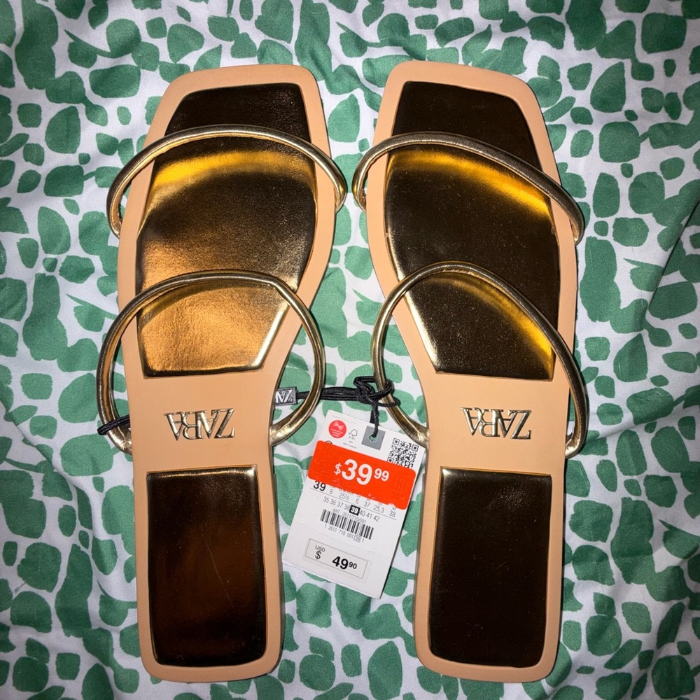 Zara Metallic Gold Sandals